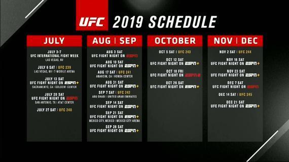 UFC公布下半年完整赛程：重返阿布扎比还有乌拉圭首秀