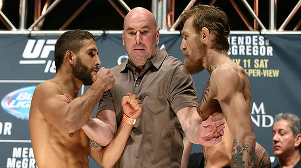 UFC189赛前称重,麦格雷戈与门德斯火爆对峙